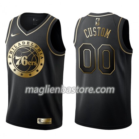 Maglia NBA Philadelphia 76ers Personalizzate Nike Nero Golden Edition Swingman - Uomo